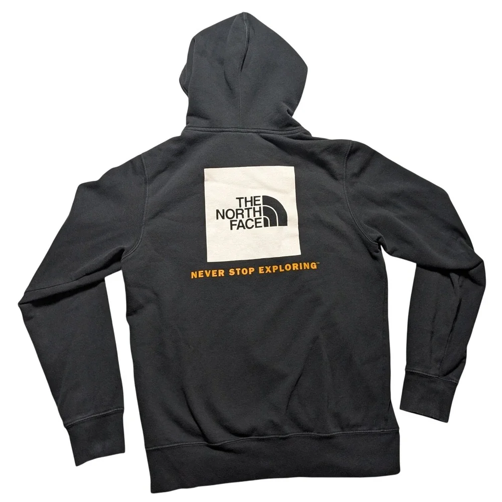 The North Face Men Small NEVER STOP EXPLORING Double-sided Logo Black Hoodie
